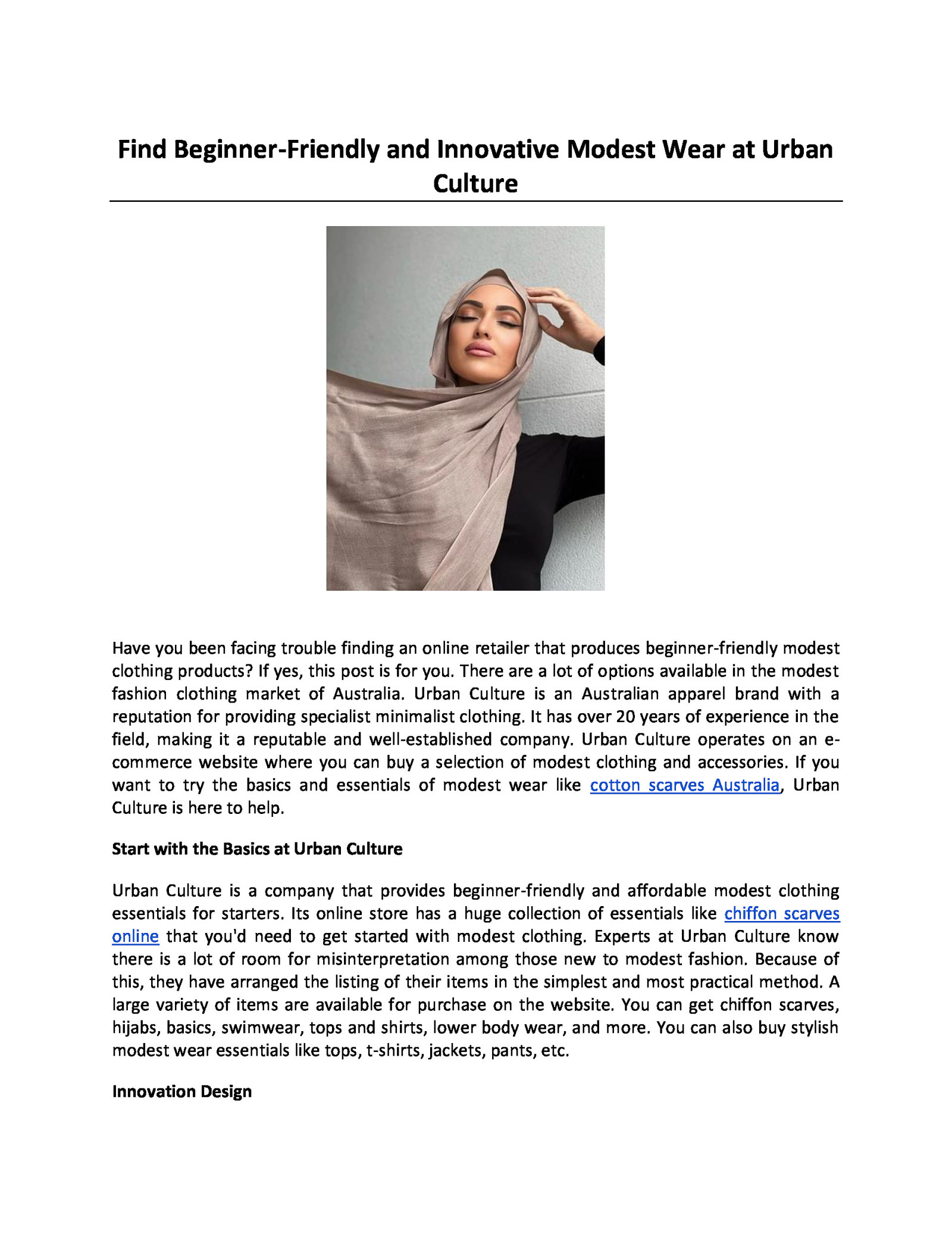 Find Beginner-Friendly and Innovative Modest Wear at Urban Culture