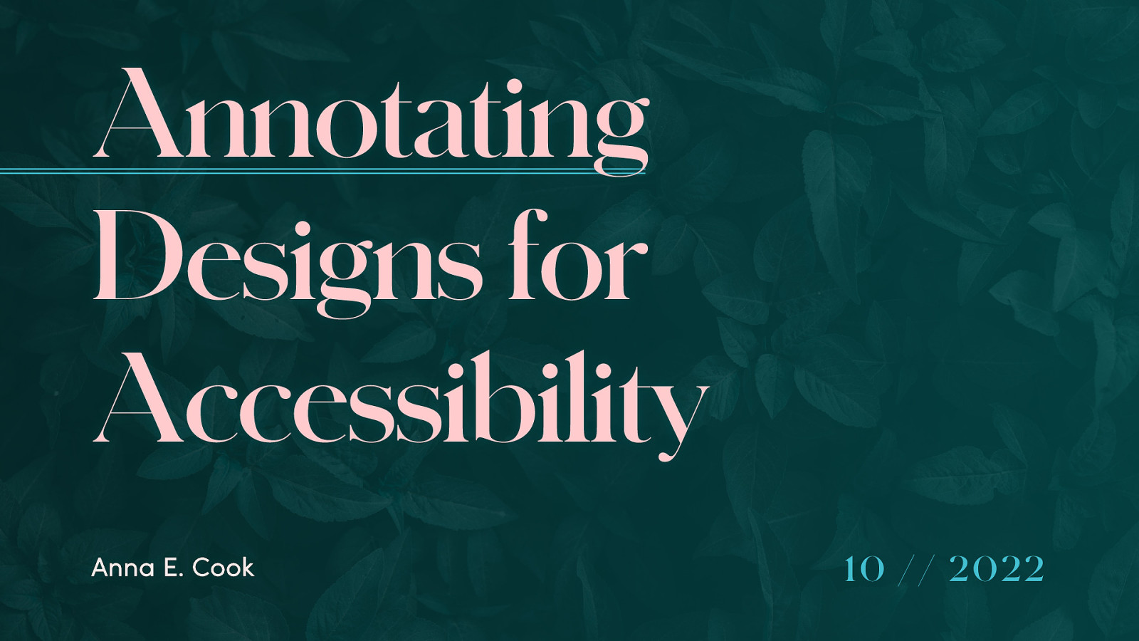 Annotating Designs for Accessibility by Anna E. Cook