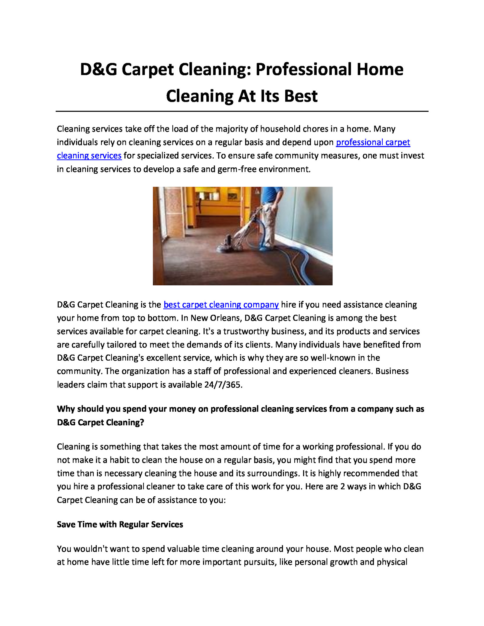 D&G Carpet Cleaning: Professional Home Cleaning At Its Best