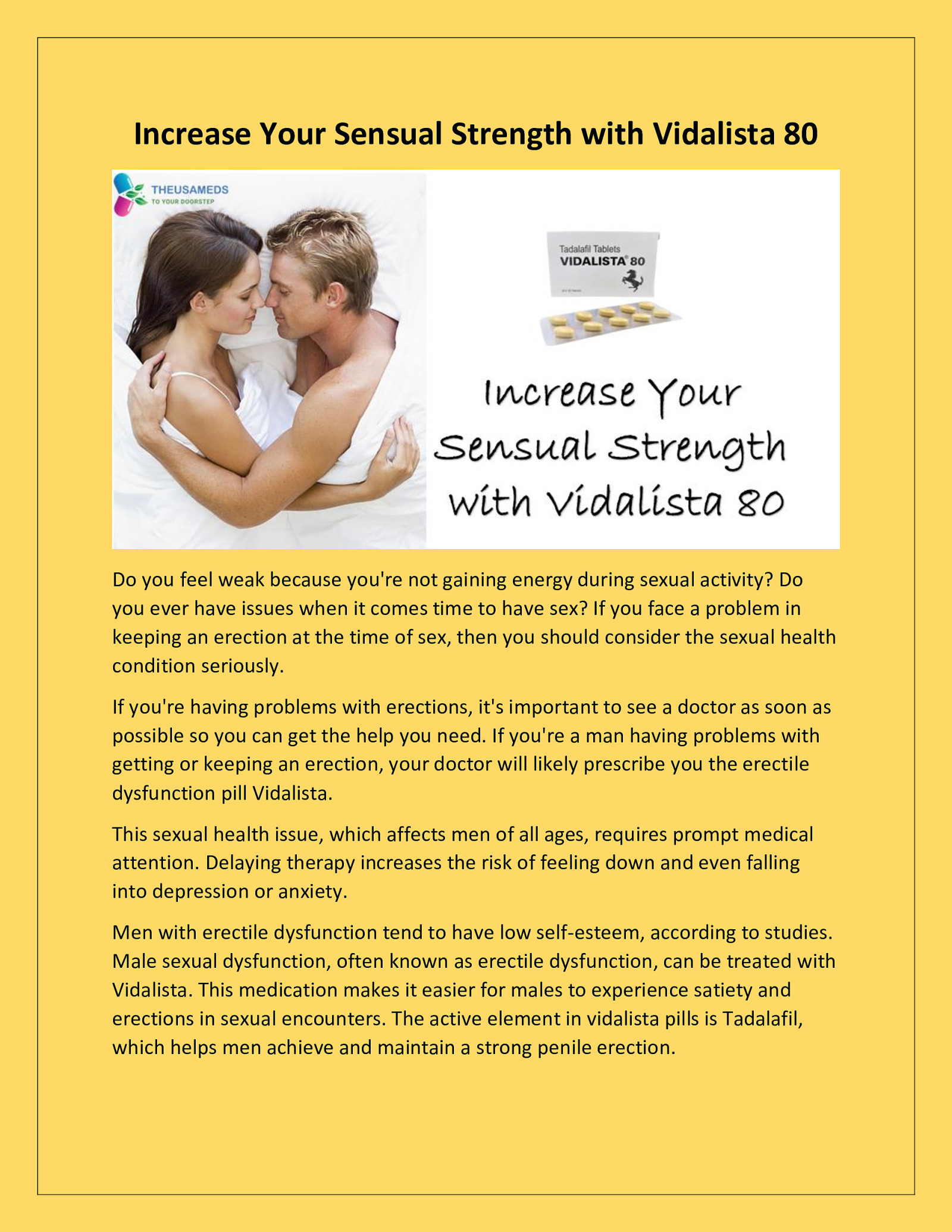 Increase Your Sensual Strength with Vidalista 80 by James Walker