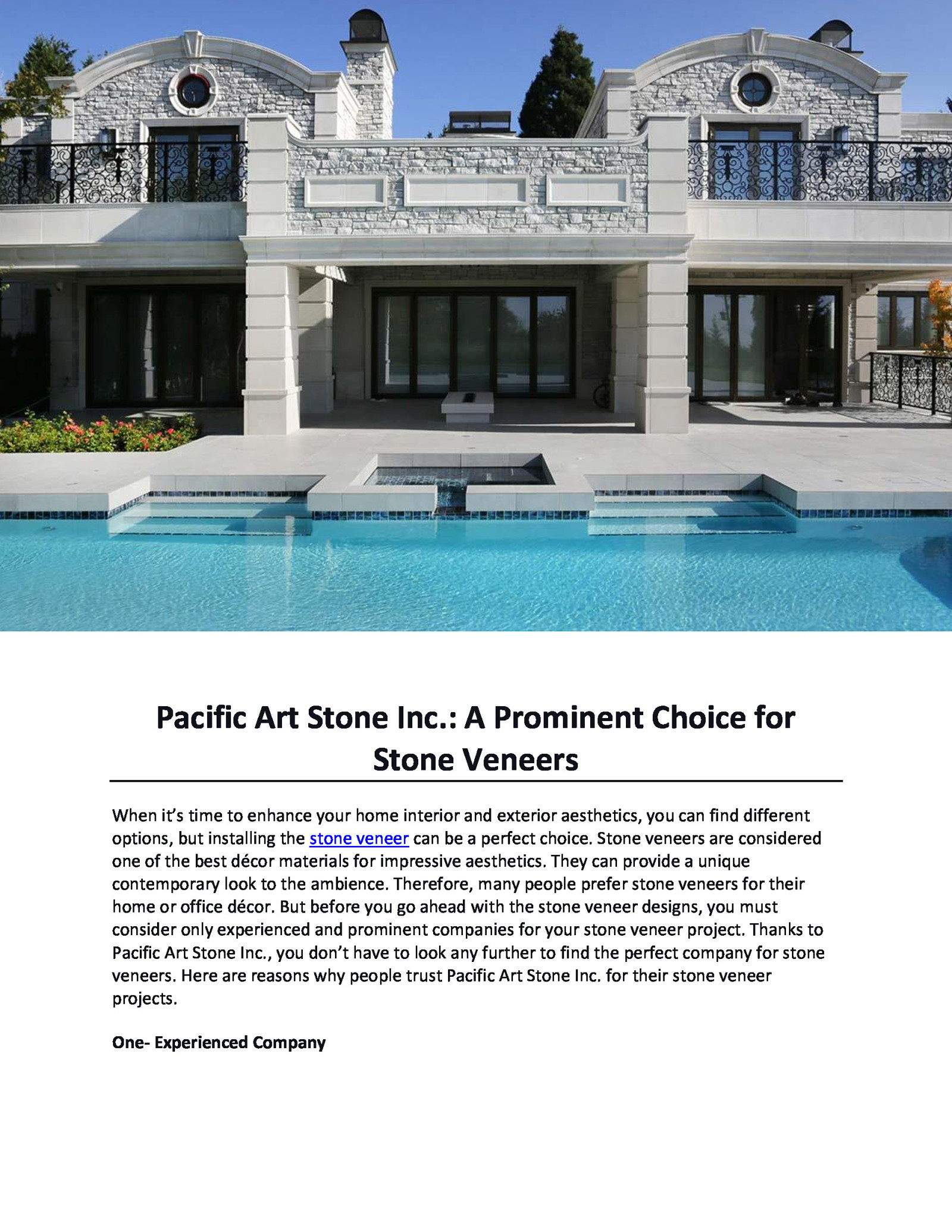 Pacific Art Stone Inc.: A Prominent Choice for Stone Veneers