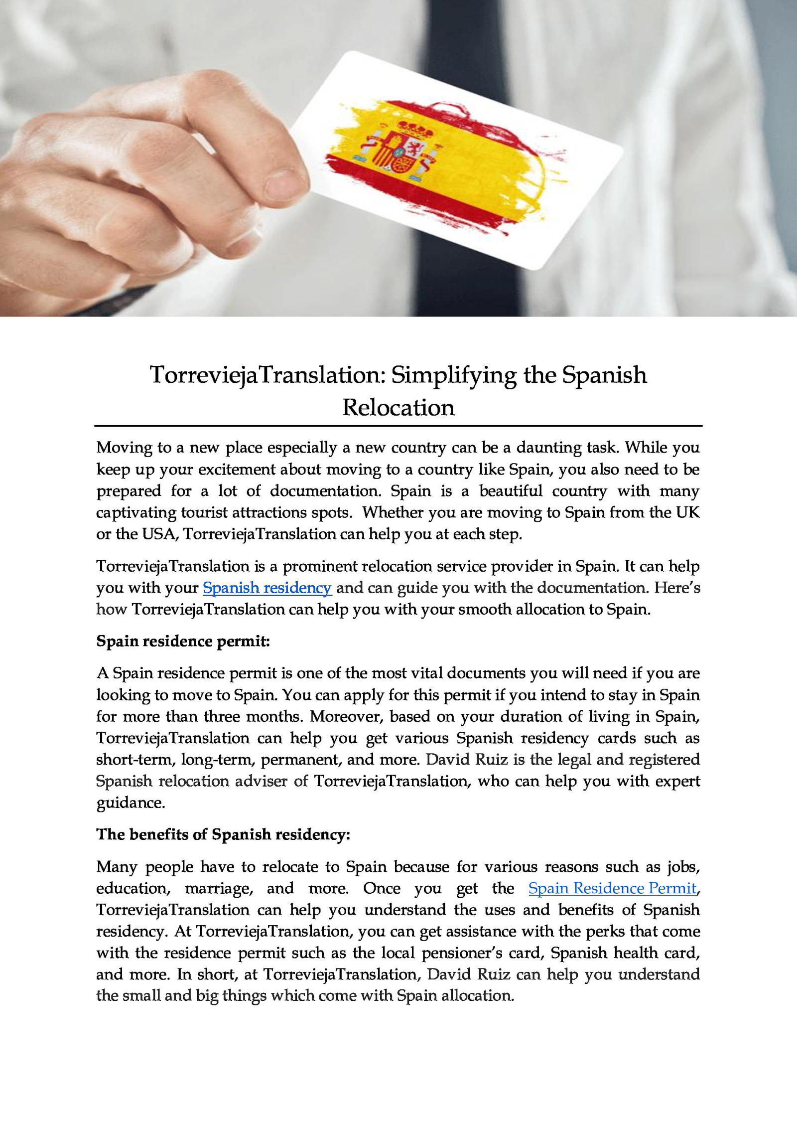 TorreviejaTranslation: Simplifying the Spanish Relocation