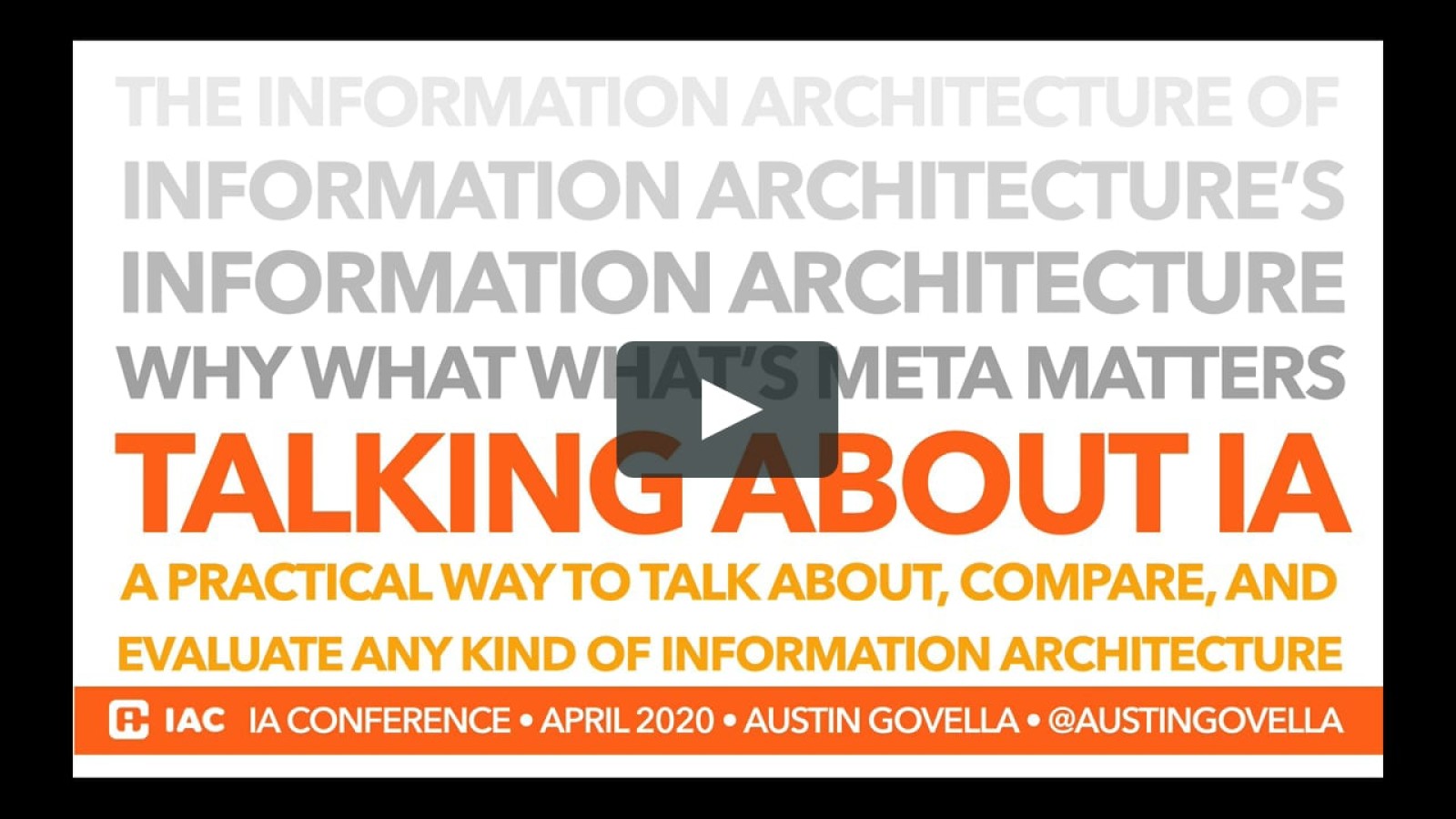 Talking about I.A. - a practical way to talk about, compare, and evaluate any kind of information architecture