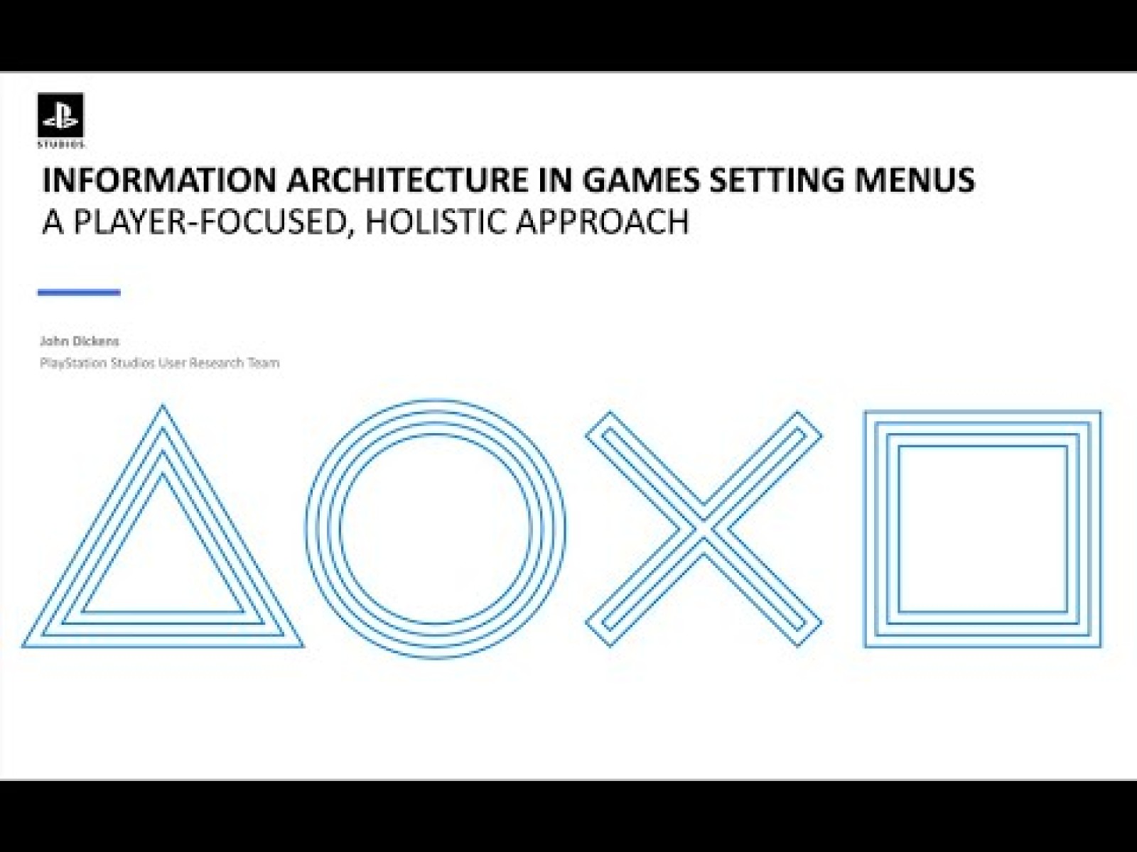 Information Architecture in Games Setting Menus. A player focussed approach with John Dickens