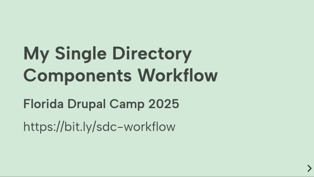 My Single Directory Components Workflow